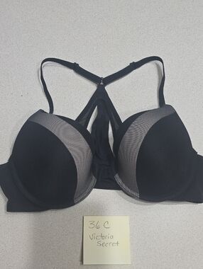 Victoria's Secret Black Mesh Racerback T-Shirt Bra 36C. like New.